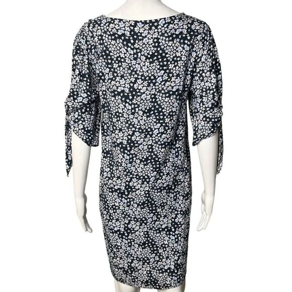 H&M Floral 3/4 Open Sleeve Mini Dress Dark & Light Blue Size 4 - Picture 2 of 5